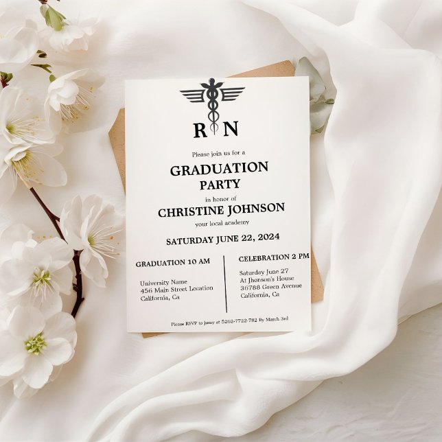 Elegant Chic Typography Nurse Graduation Party Invitation (Creator Uploaded)