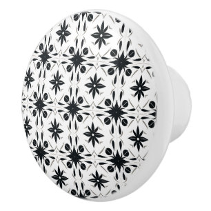 Elegant Chic Unique Abstract Black White Pattern  Ceramic Knob