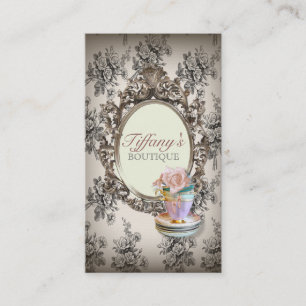 elegant chic victorian floral bakery cupcake business card