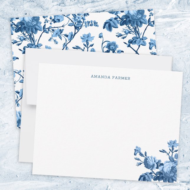 Elegant Chic Vintage Blue Rose Floral Card (Creator Uploaded)
