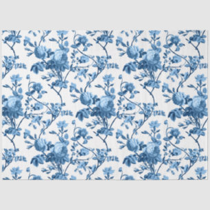 Elegant Chic Vintage Blue Rose Floral Tissue Paper