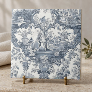 Elegant chic vintage Blue toile de jouy Tile