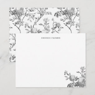 Elegant Chic Vintage Grey Rose Floral Card