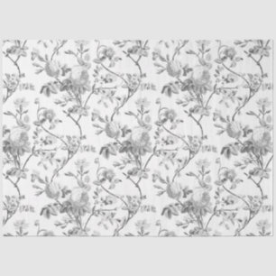 Elegant Chic Vintage Grey Rose Floral Tissue Paper
