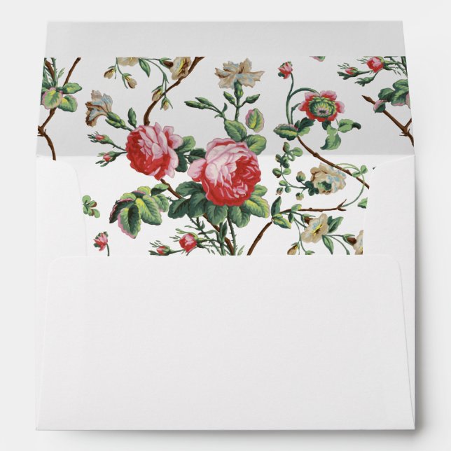 Elegant Chic Vintage Pink Rose Floral Envelope (Back (Bottom))