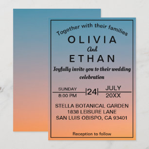 Elegant chic vintage retro sky Wedding Invitation