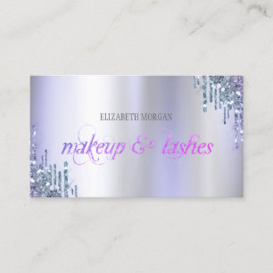 Elegant Chic Violet Glitter Drips Professional Business Card