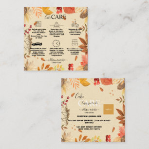 Elegant Chic Watercolor Autumn Flowers Square Business Card