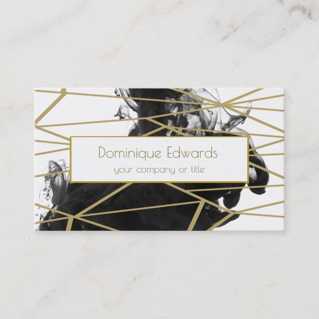 Elegant Chic Watercolor Black  Gold Professional Business Card (Front)