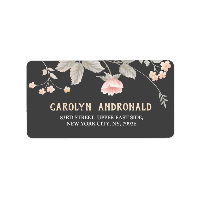 Elegant chic watercolor Floral Address Label (Front)