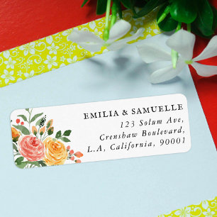 Elegant Chic Watercolor Floral Address Label