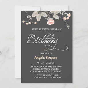 Elegant  chic watercolor Floral   birthday card