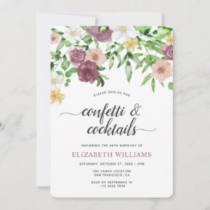 Elegant Chic Watercolor Floral Garden Birthday Invitation