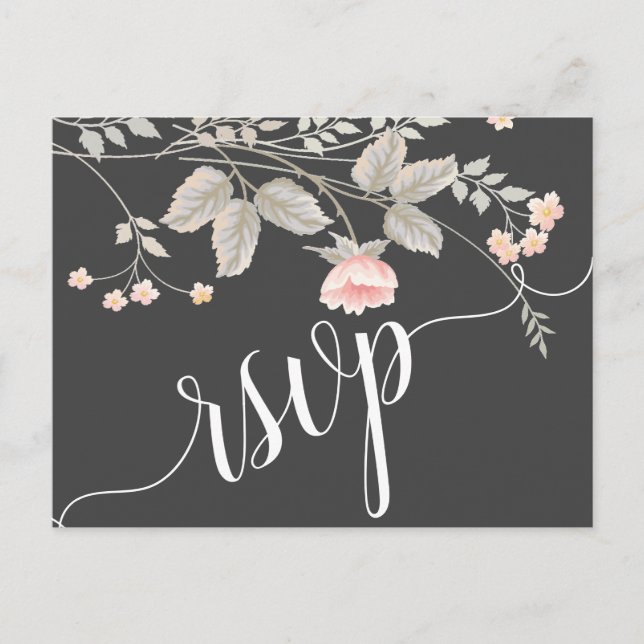 Elegant chic watercolor Floral RSVP Invitation Pos (Front)