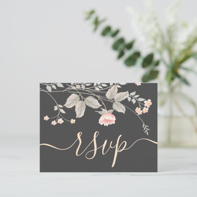 Elegant chic watercolor Floral RSVP Invitation Postcard (Standing Front)