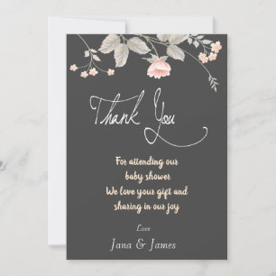 Elegant  chic watercolor Floral  thank you card