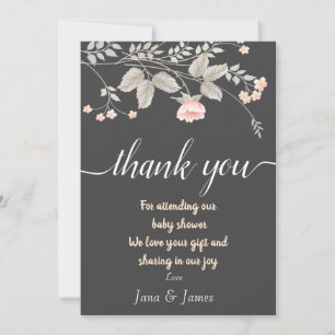 Elegant chic watercolor Floral thank you card