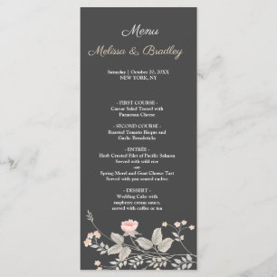 Elegant  chic watercolor Floral Wedding Menu