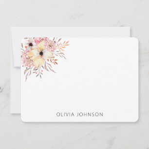 Elegant Chic Watercolor Pink Floral Personalized Card