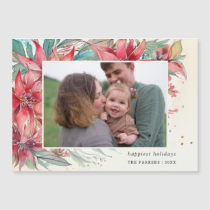 Elegant Chic Watercolor Poinsettia Botanical Photo