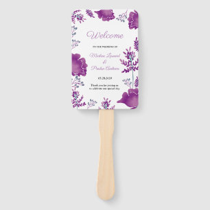 Elegant  chic Watercolor Purple  Wedding Program Hand Fan