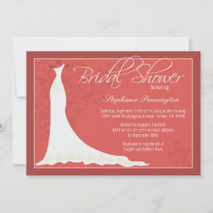Elegant chic wedding dress bridal shower invite