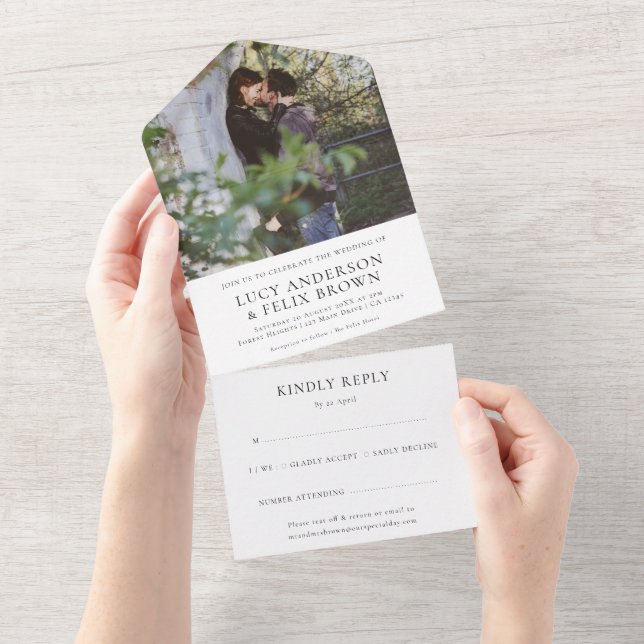 Elegant Chic Wedding | Minimalist Modern RSVP All In One Invitation (Tearaway)
