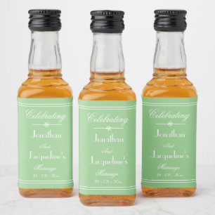 Elegant Chic Wedding Names Soft Mint Green Mini Liquor Bottle Label