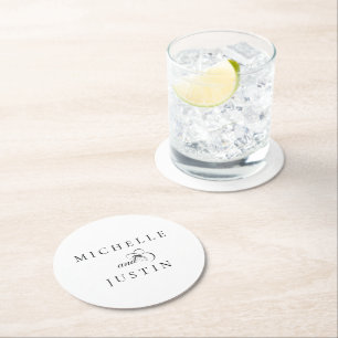 Elegant Chic Wedding Rehearsal Dinner Round Paper Coaster