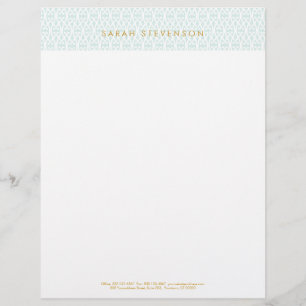 Elegant Chic White and Turquoise Lattice Pattern Custom Letterhead