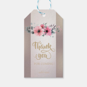 Elegant Chic White,Gold,Floral Thank You Gift Tags