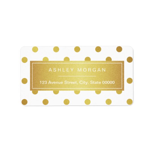 Elegant Chic White Gold Glitter Polka Dots Address Label