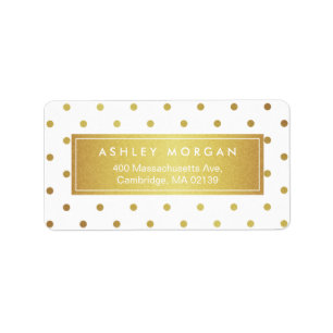 Elegant Chic White Gold Glitter Polka Dots Label