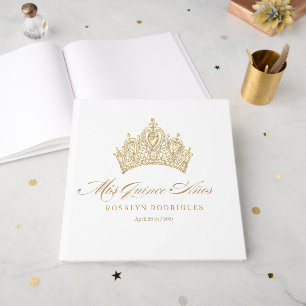 Elegant Chic White Gold Quinceanera  Guest Book