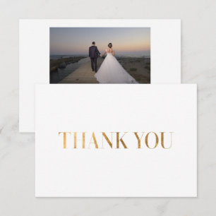 Elegant Chic White Gold Thank You Photo Card