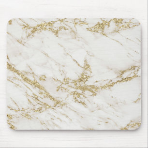 Elegant chic white gray gold glitter marble mouse mat