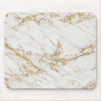 Elegant chic white grey gold glitter marble mouse mat
