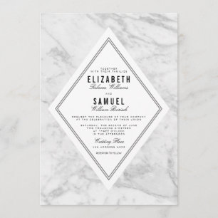 Elegant Chic White Grey Marble Wedding Invitation