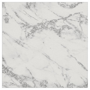 Elegant chic white grey silver glitter marble fabric
