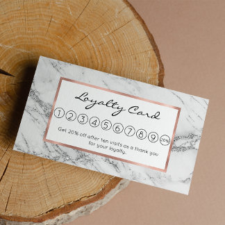 Elegant chic white grey silver glitter marble loyalty card