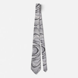 Elegant chic white grey silver marble Patterns Tie