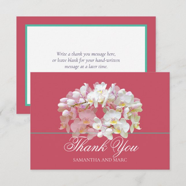 Elegant Chic White Orchid Bridal Shower Thank You (Front/Back)