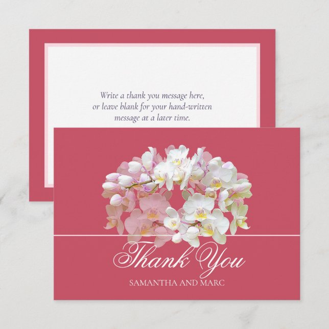 Elegant Chic White Orchid Bridal Shower Thank You Card (Front/Back)