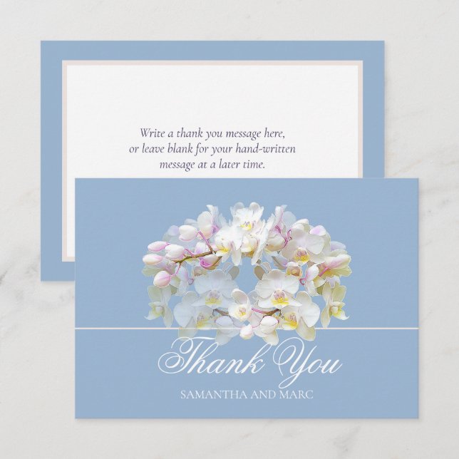 Elegant Chic White Orchid Bridal Shower Thank You Card (Front/Back)