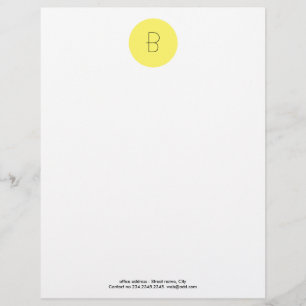 Elegant Chic Yellow Circle Monogram Office Personalised Letterhead