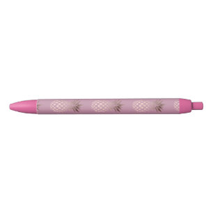 elegant chick clear rose gold tropical pineapple black ink pen