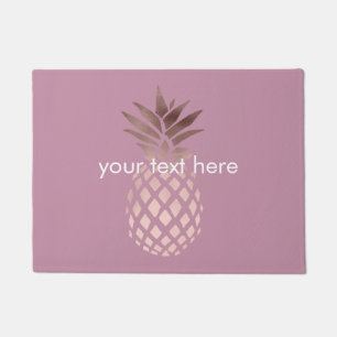 elegant chick clear rose gold tropical pineapple doormat