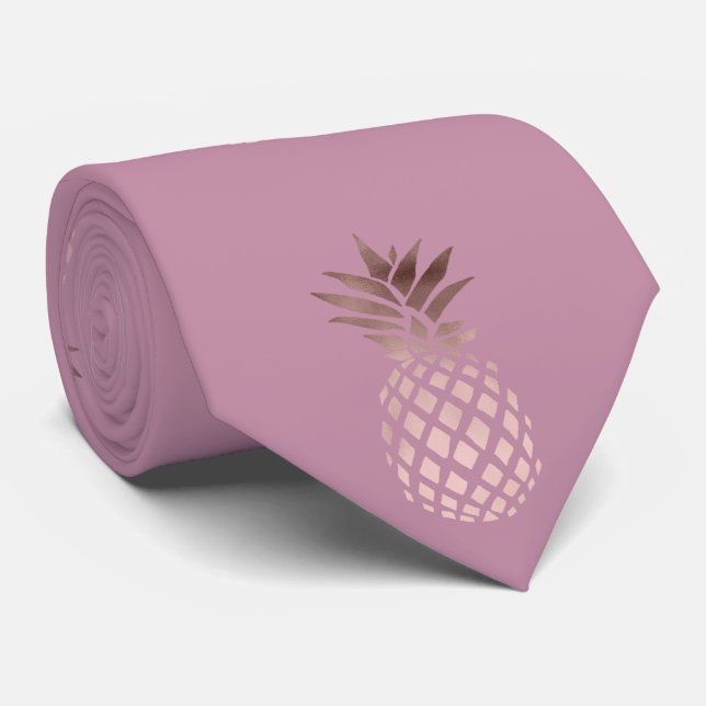 elegant chick clear rose gold tropical pineapple tie (Rolled)