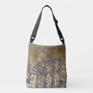 elegant chick faux gold and grey brushstrokes crossbody bag
