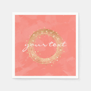 elegant chick faux gold wreath pink brushstrokes napkin